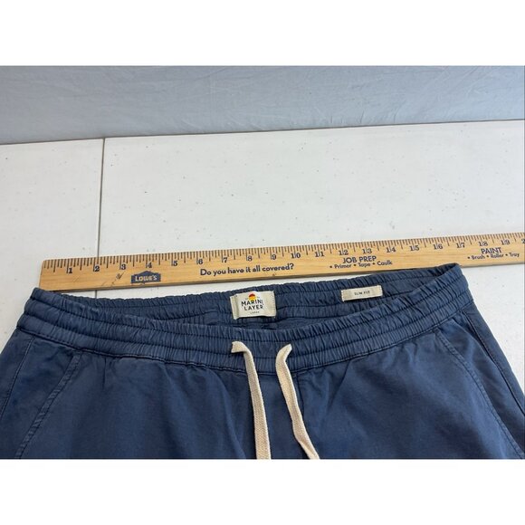 NEW Marine Layer Jogger Pants Mens LG Slim Fit Org‎ Cotton Stretch Washed BLUE - Picture 9 of 10